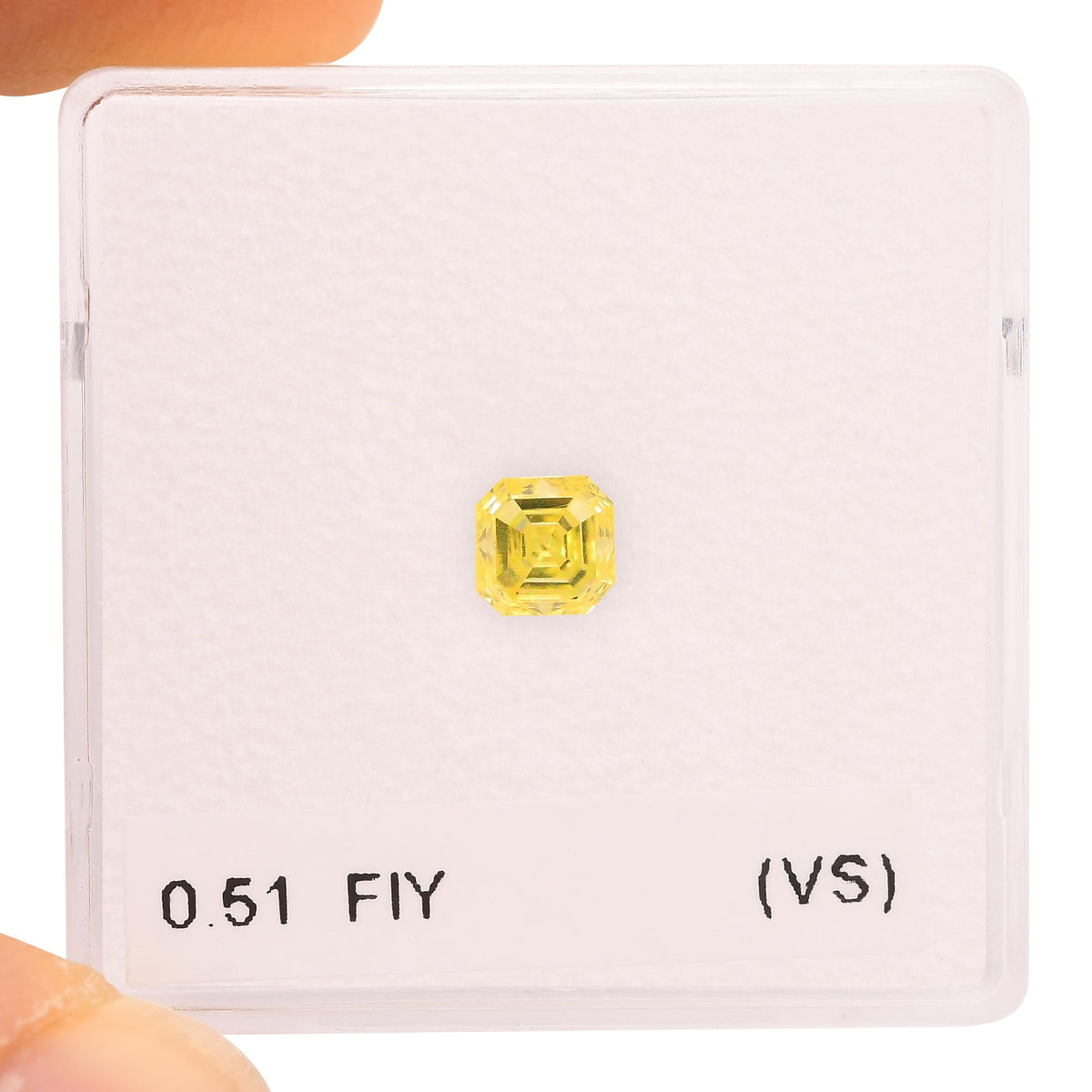 0,51 Karat Fancy Intense Yellow Asscher Diamant (VS)