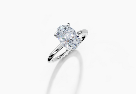 Platinum Oval 2 Carat F/G VS/SI Plain Plain 4Pr Diamond Ring