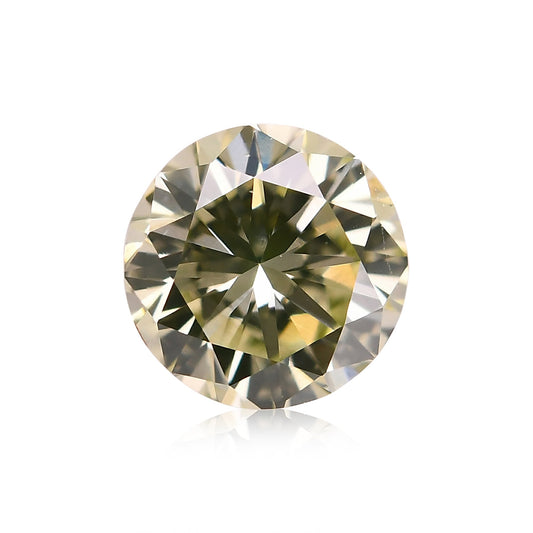 0,39 Karat Fancy Grayish Yellowish Green Round Diamond (VS2) GIA