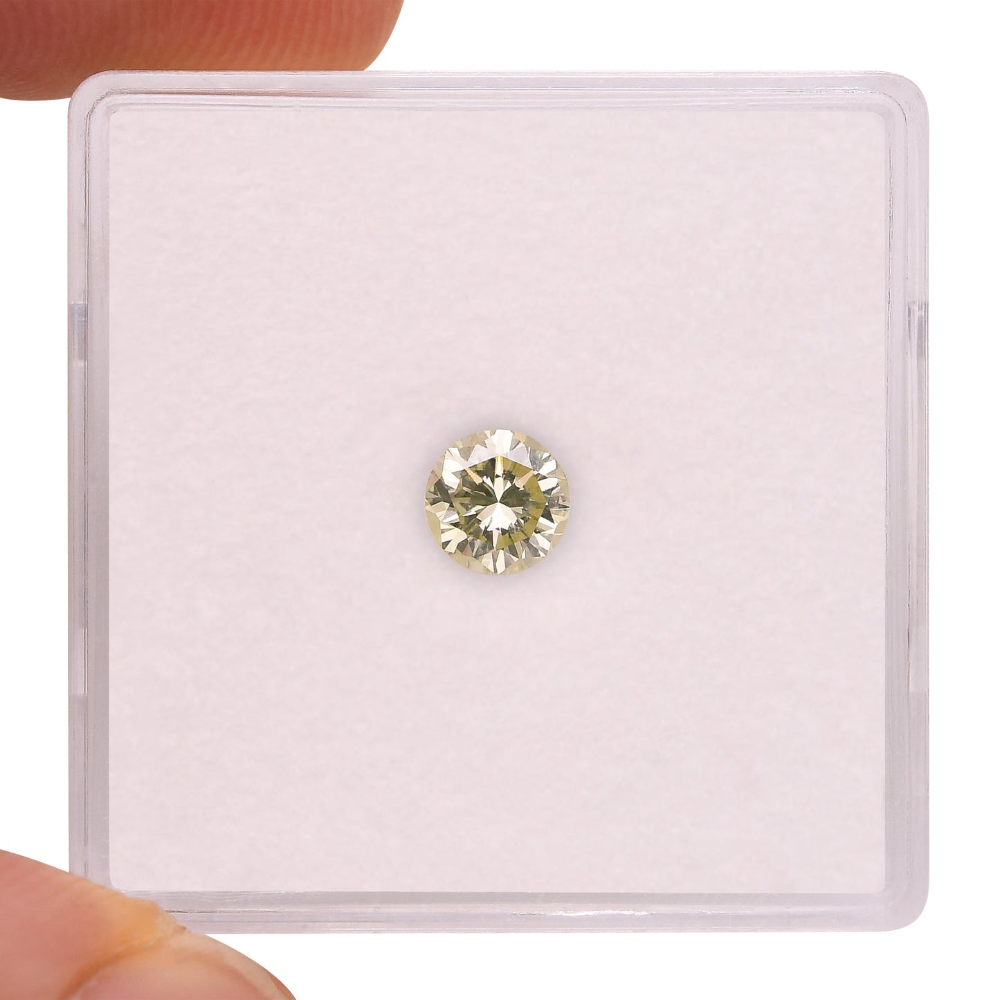 0,39 Karat Fancy Grayish Yellowish Green Round Diamond (VS2) GIA