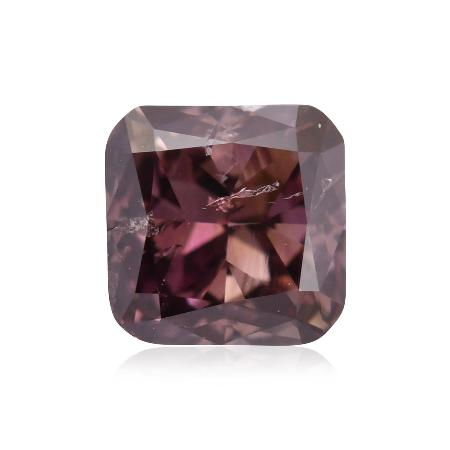 0.42 Carat Fancy Dark Pink Brown Radiant Diamond (I1) GIA