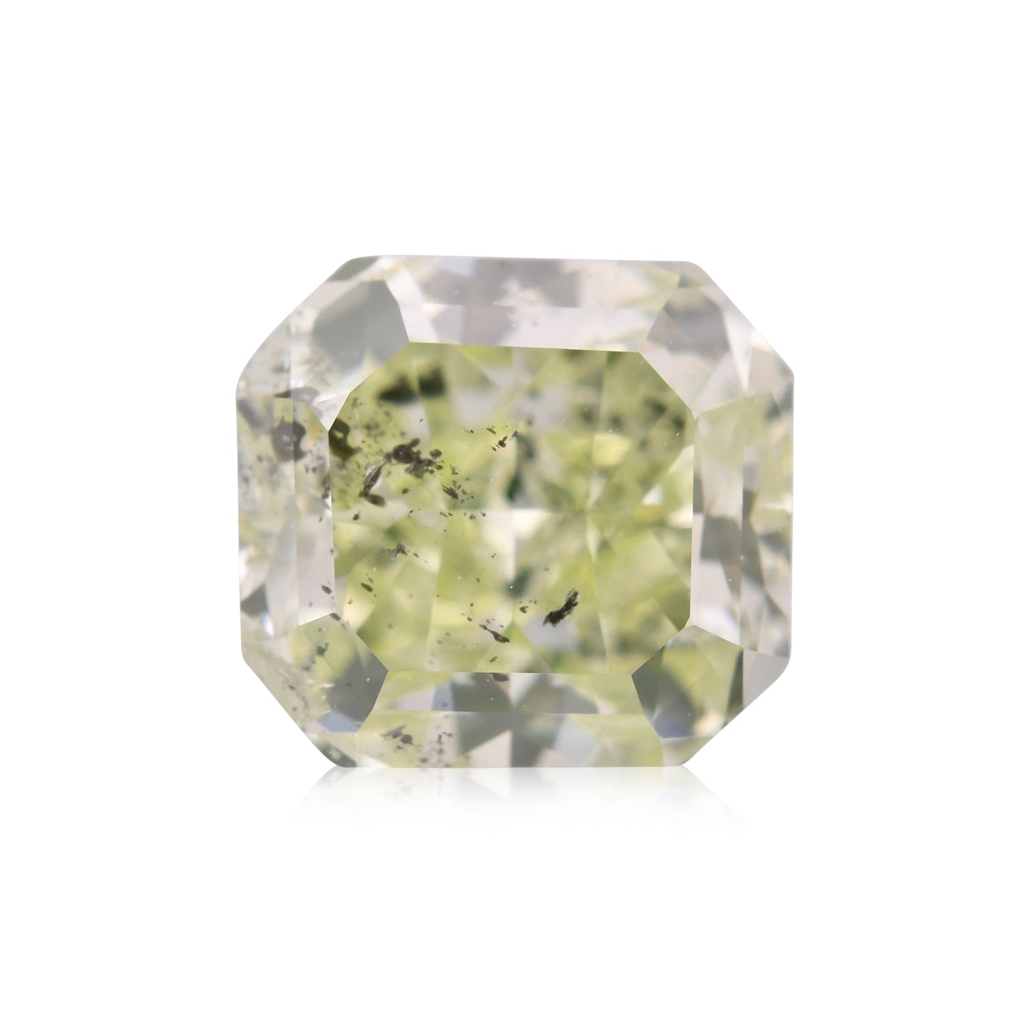 0.86 Carat Fancy Yellow Green Radiant Diamond (I2) GIA