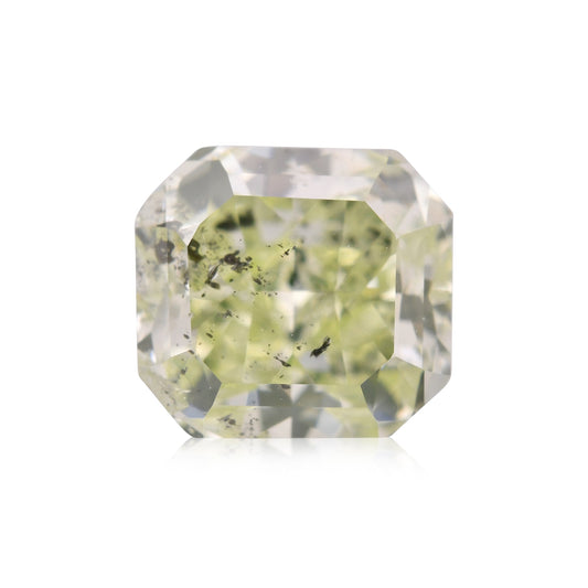 0.86 Carat Fancy Yellow Green Radiant Diamond (I2) GIA