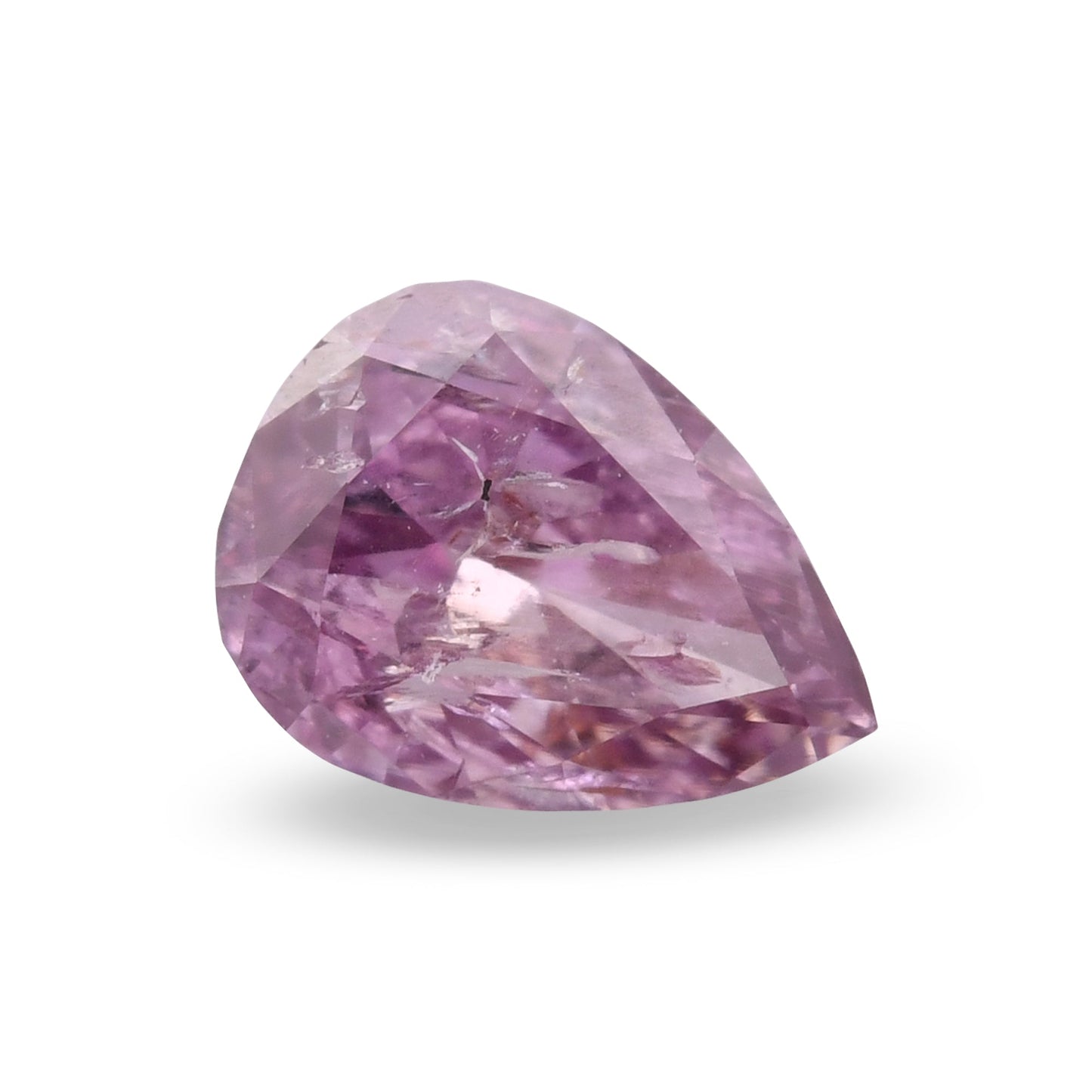 0.23 Carat Fancy Deep Purple Pink Pear Diamond (I2) GIA