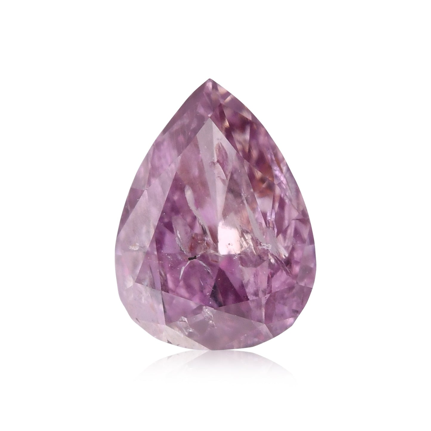 0.23 Carat Fancy Deep Purple Pink Pear Diamond (I2) GIA