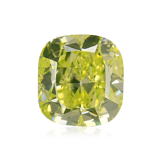 2,03 Karat Fancy Intense Yellow Green Cushion Diamond SI1 GIA