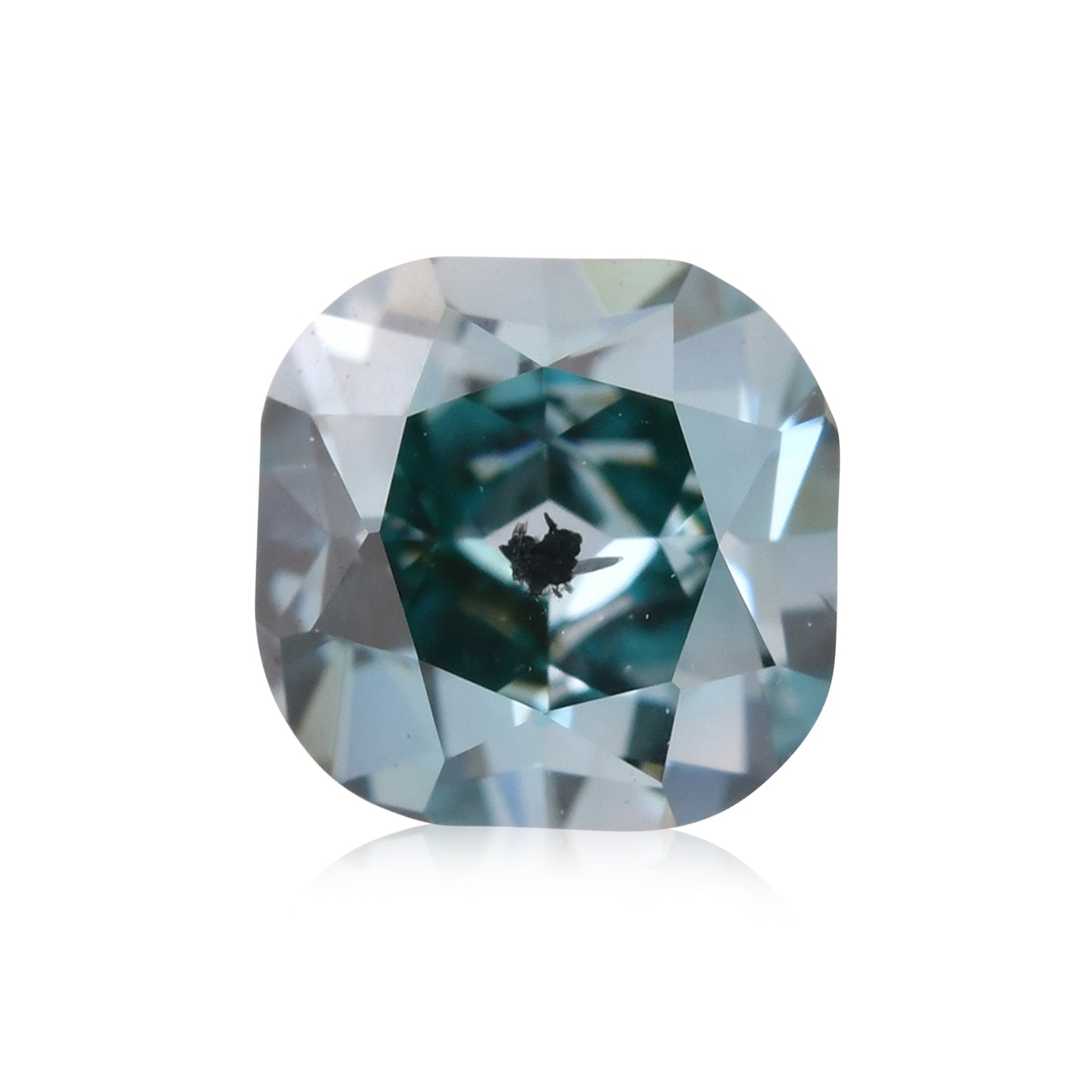 0,38 Karat Fancy Deep Green Blue Cushion Diamond I2 GIA