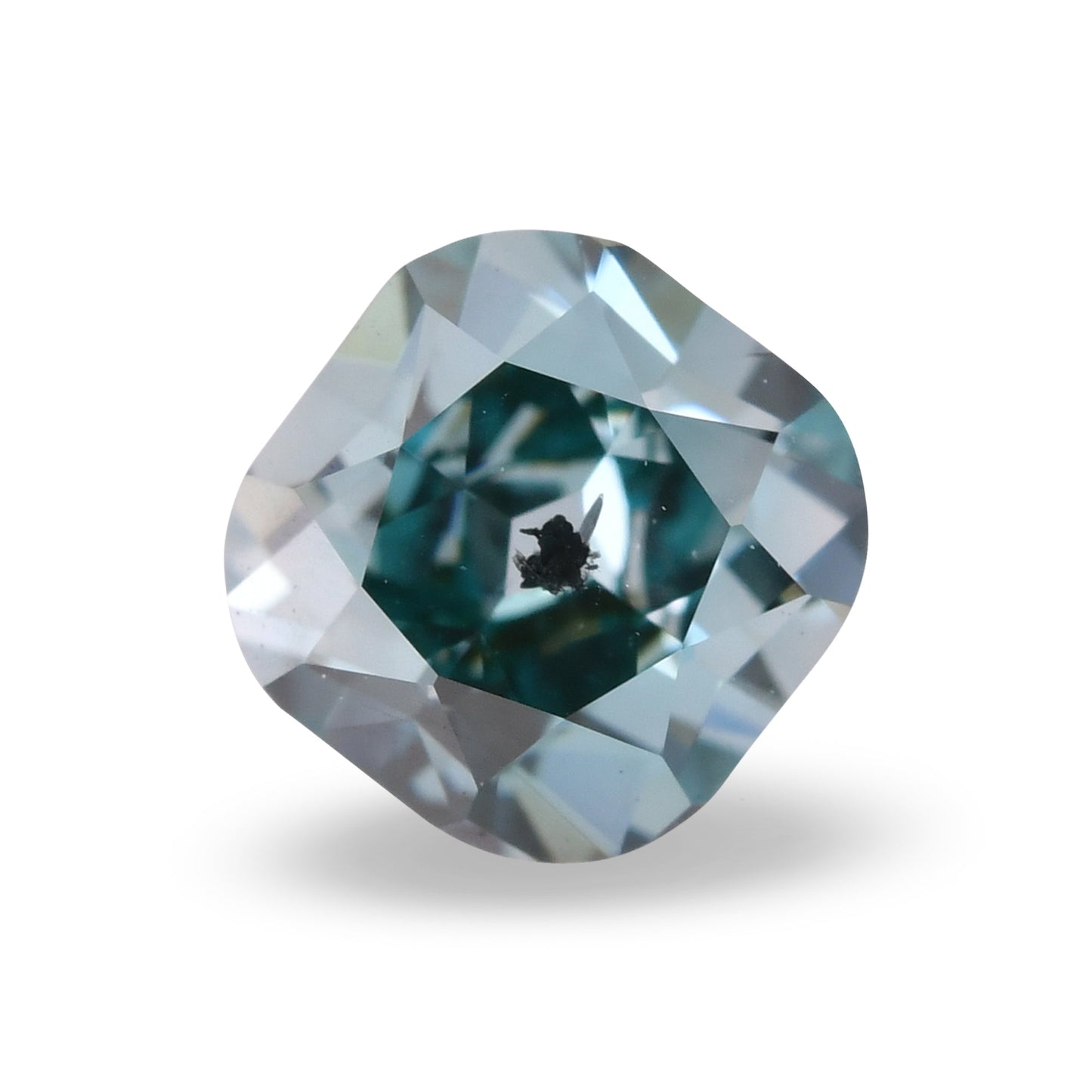 0,38 Karat Fancy Deep Green Blue Cushion Diamond I2 GIA