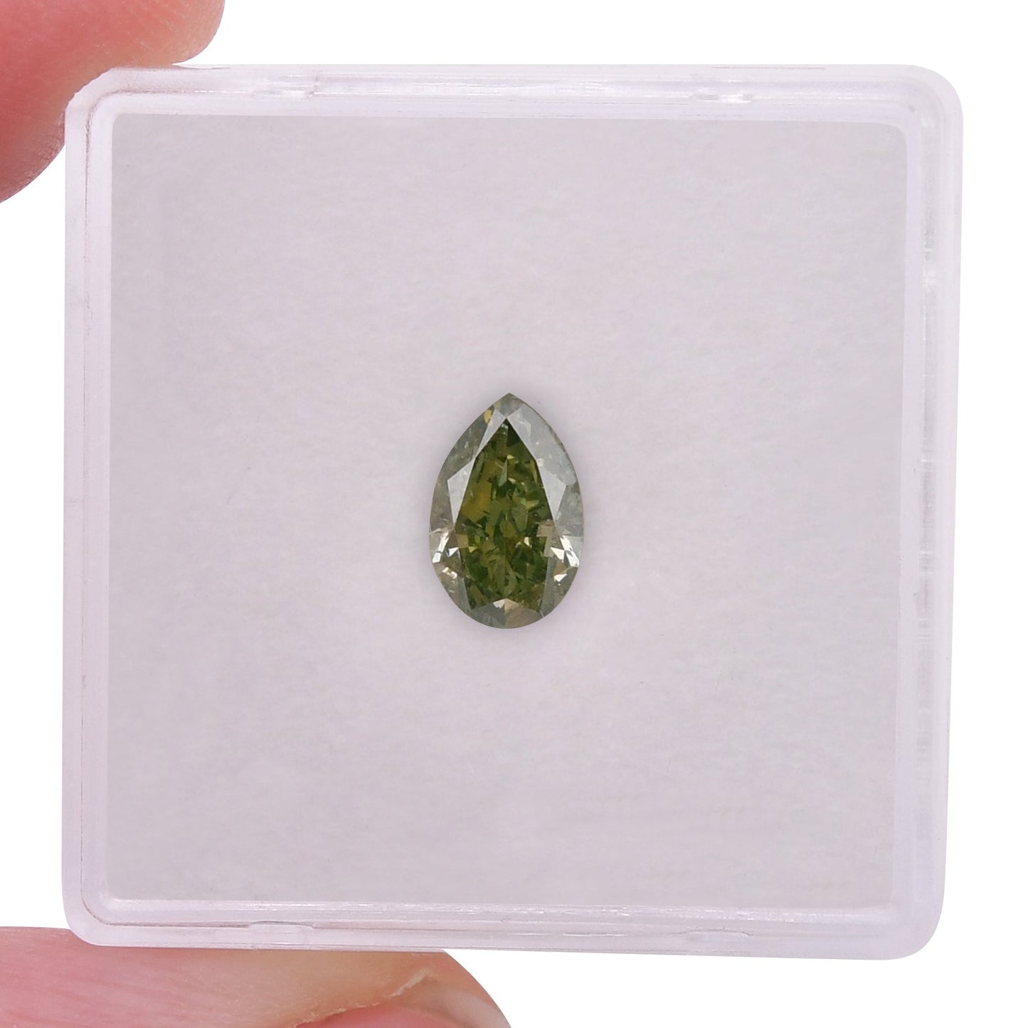 1.00 Carat Fancy Intense Yellowish Green Pear Diamond (SI2) GIA