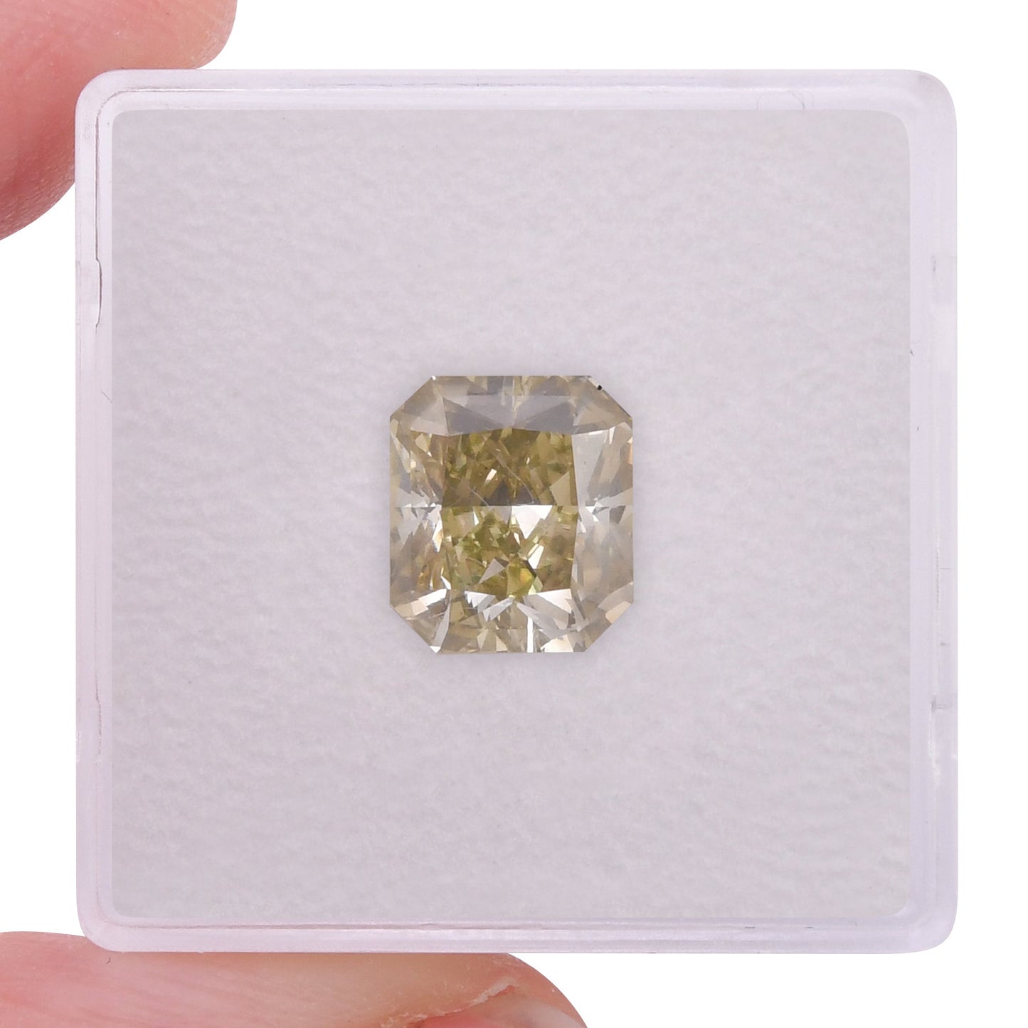 3.52 Carat Fancy Grayish Yellowish Green Radiant Diamond SI1 GIA