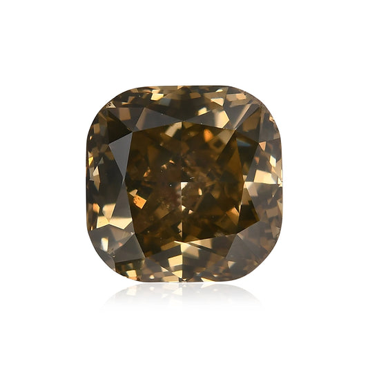 2,53 Karat Fancy Dark Yellowish Brown Cushion Diamond SI2 GIA