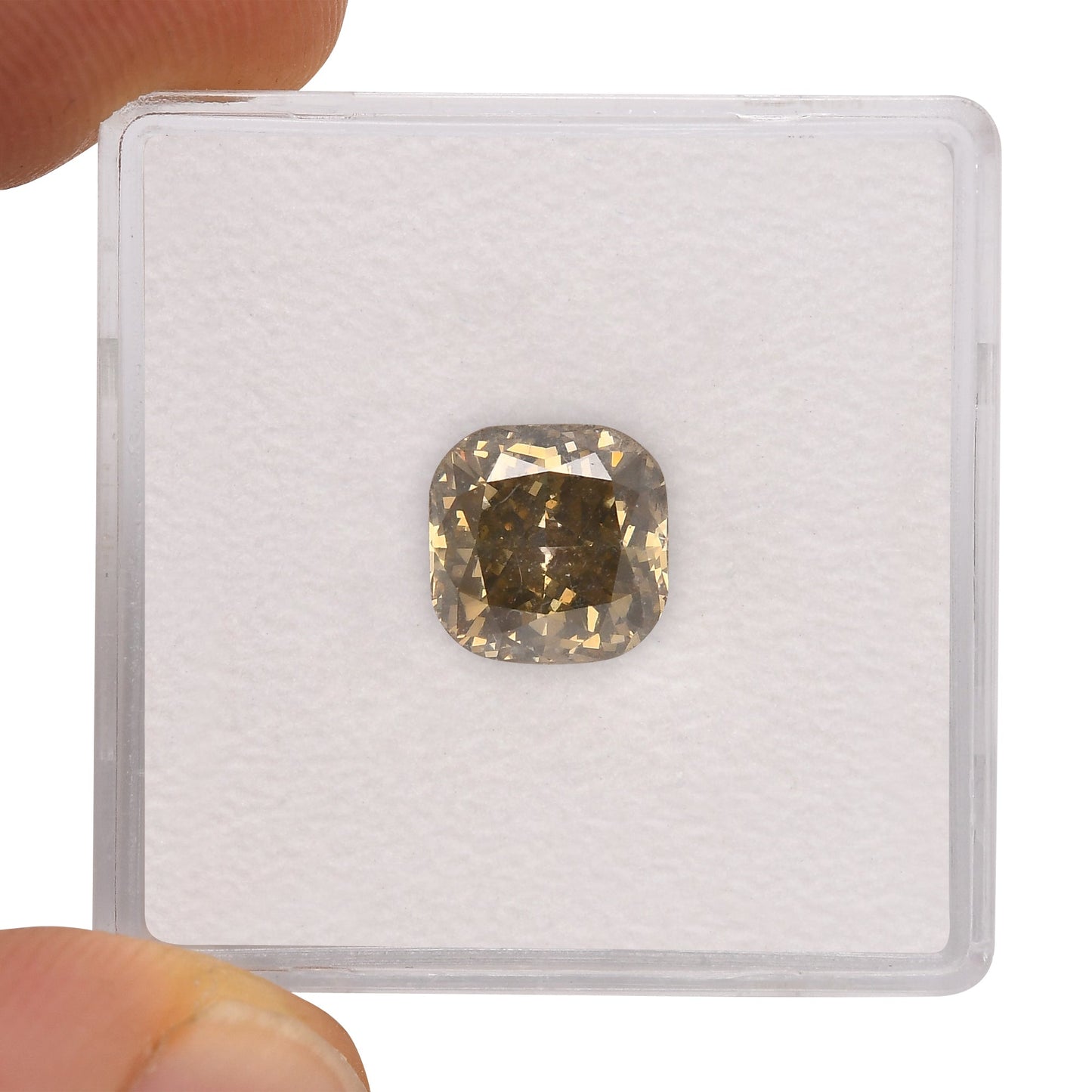 2.53 Carat Fancy Dark Yellowish Brown Cushion Diamond SI2 GIA