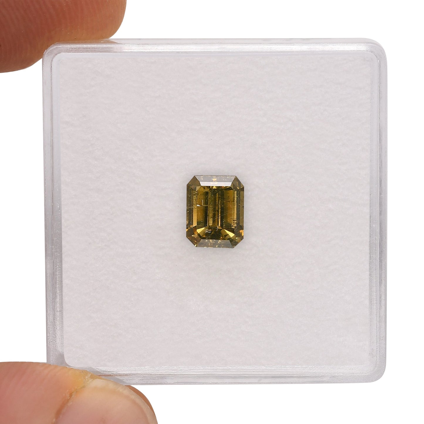 0.86 Carat Fancy Dark Brown Greenish Yellow Emerald Diamond I1 GIA
