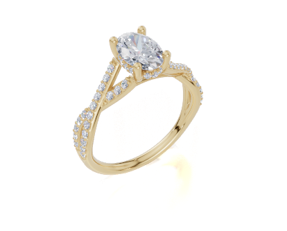 18ct Oval 1.00Carat F/G VS/SI Twisted Plate Prong Hidden Halo  Diamond Ring
