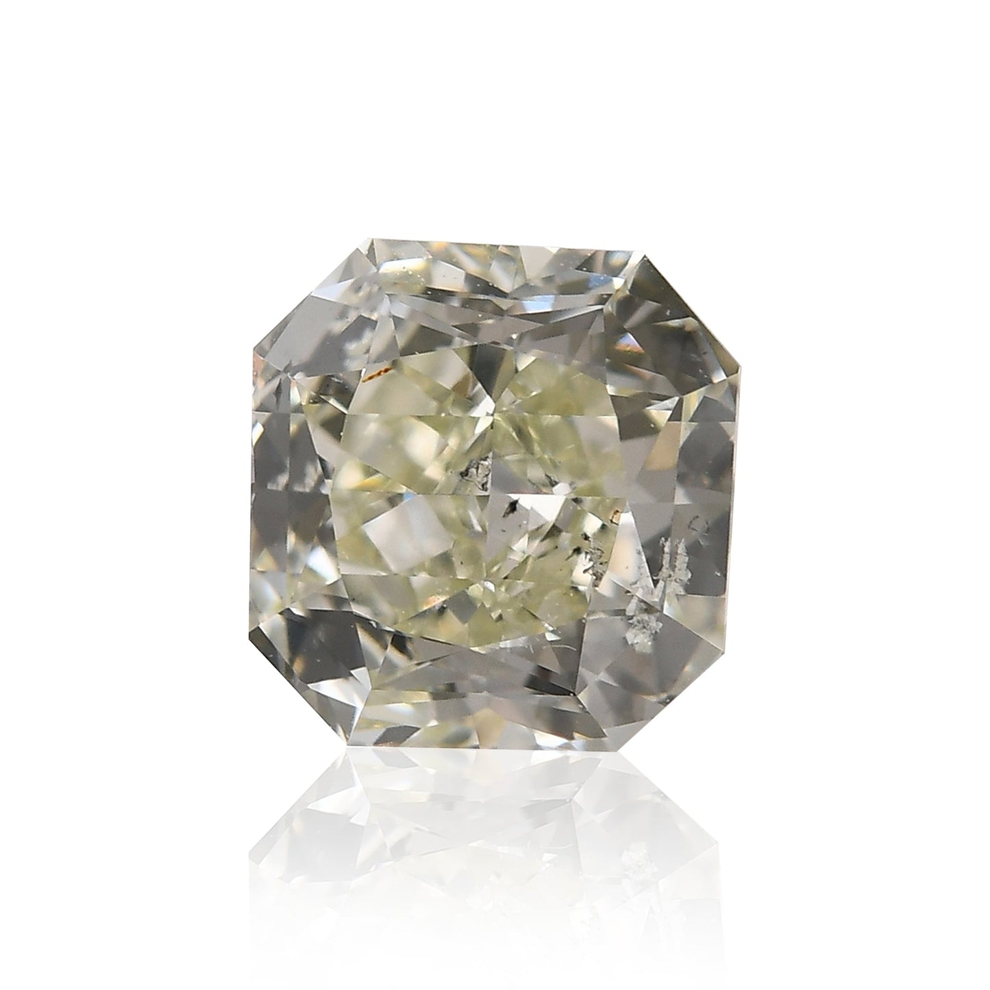 0.88 Carat Fancy Yellowish Green Radiant Diamond SI2 GIA