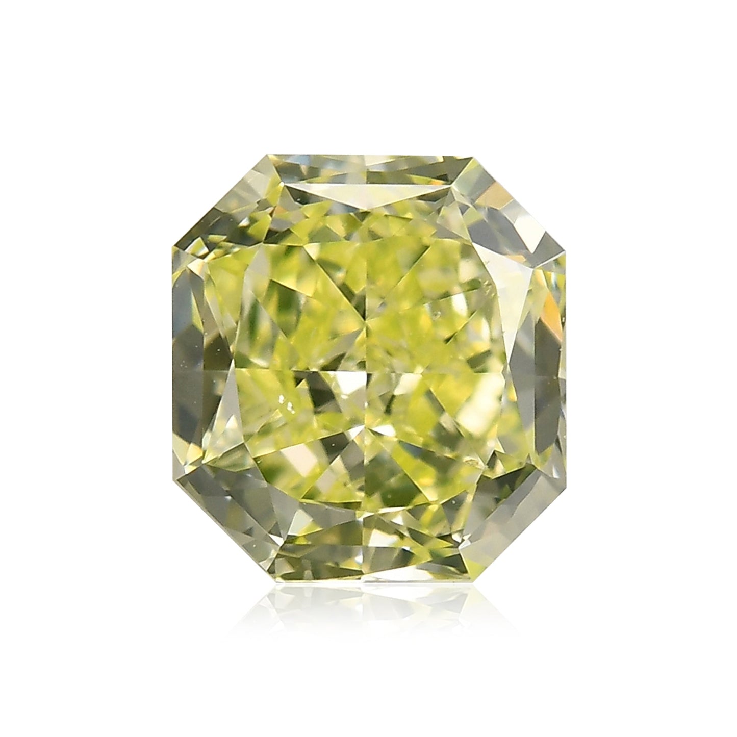 0.58 Carat Fancy Intense Yellow Green Radiant Diamond SI1 GIA