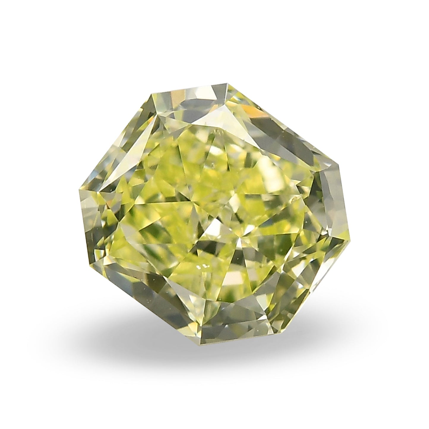 0.58 Carat Fancy Intense Yellow Green Radiant Diamond SI1 GIA