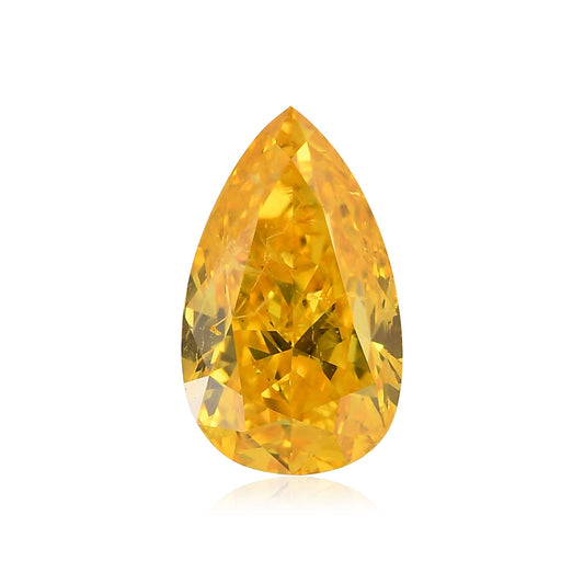 0.55 Carat Fancy Vivid Orange Yellow Pear Diamond I1 GIA