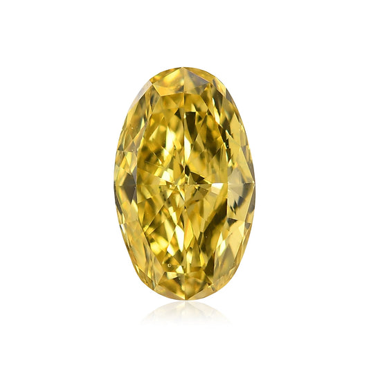 0.72 Carat Fancy Vivid Yellow Oval Diamond VVS1 GIA
