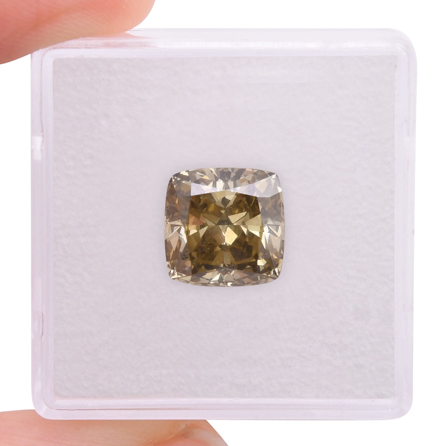 4.18 Carat Fancy Dark Brown Greenish Yellow Cushion Diamond SI1 GIA