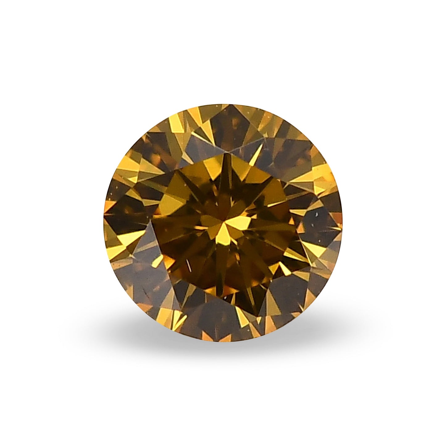 0.23 Carat Fancy Deep Orangy Yellow Round Brilliant Diamond VVS2 GIA
