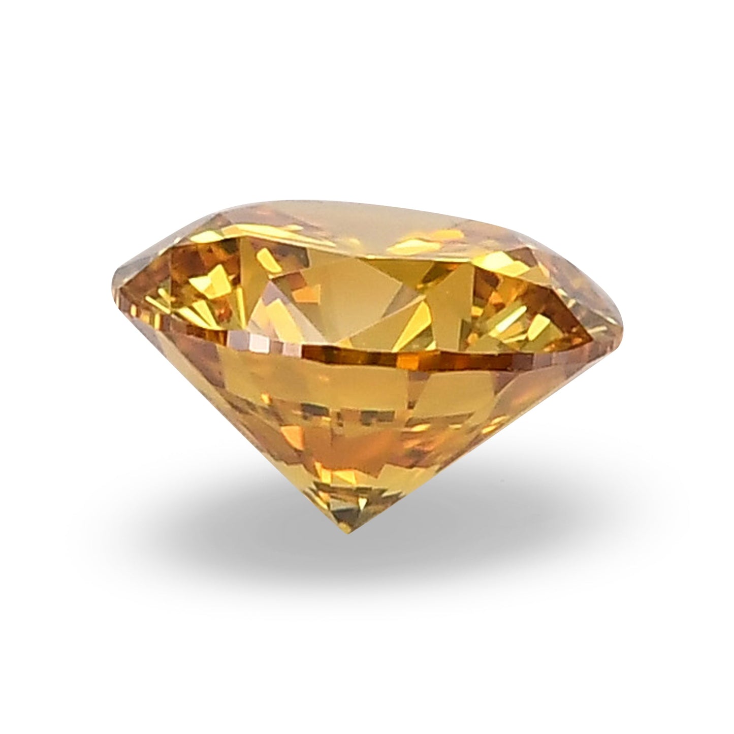 0.23 Carat Fancy Deep Orangy Yellow Round Brilliant Diamond VVS2 GIA