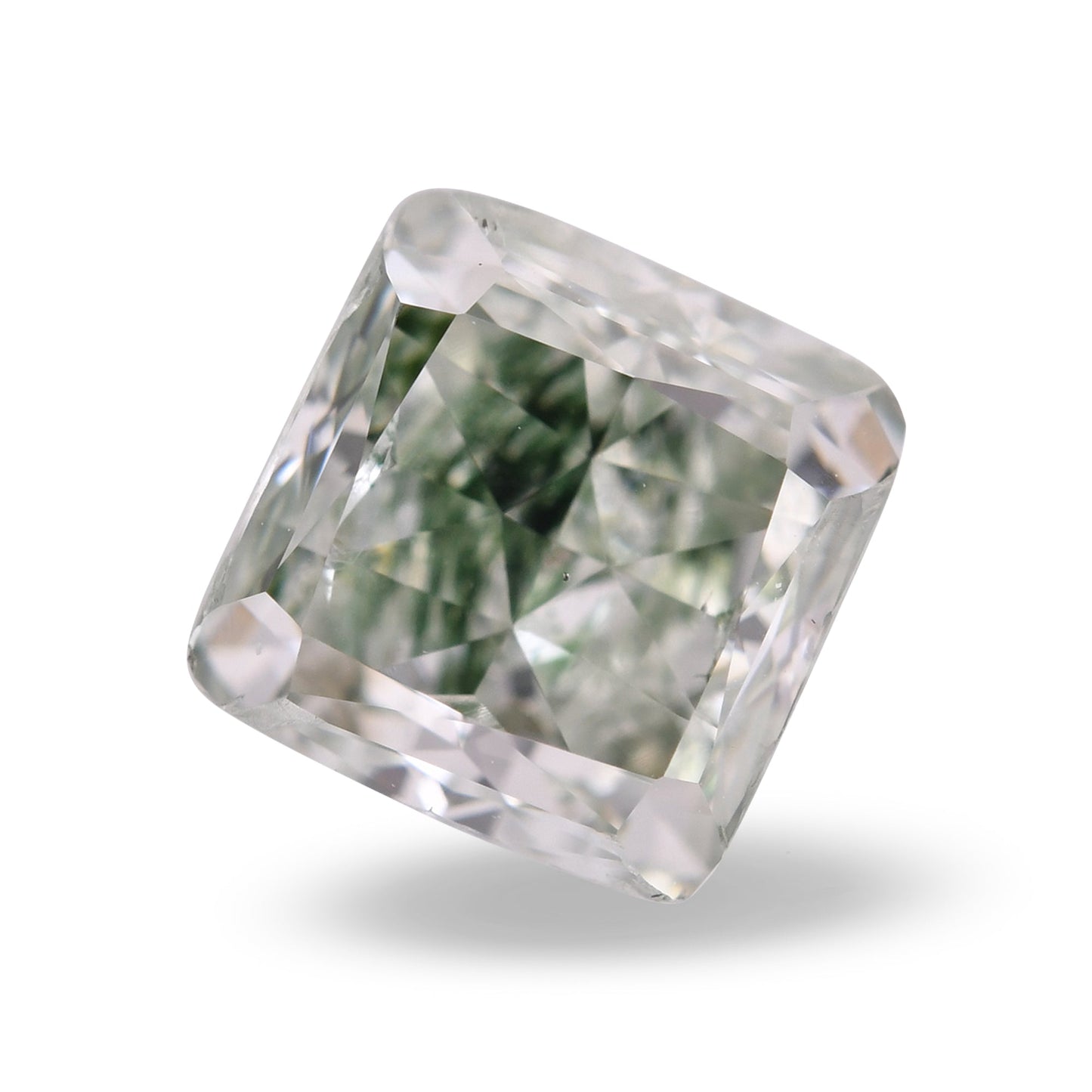 1,36 Karat Fancy Green Cushion Diamond (SI1) GIA
