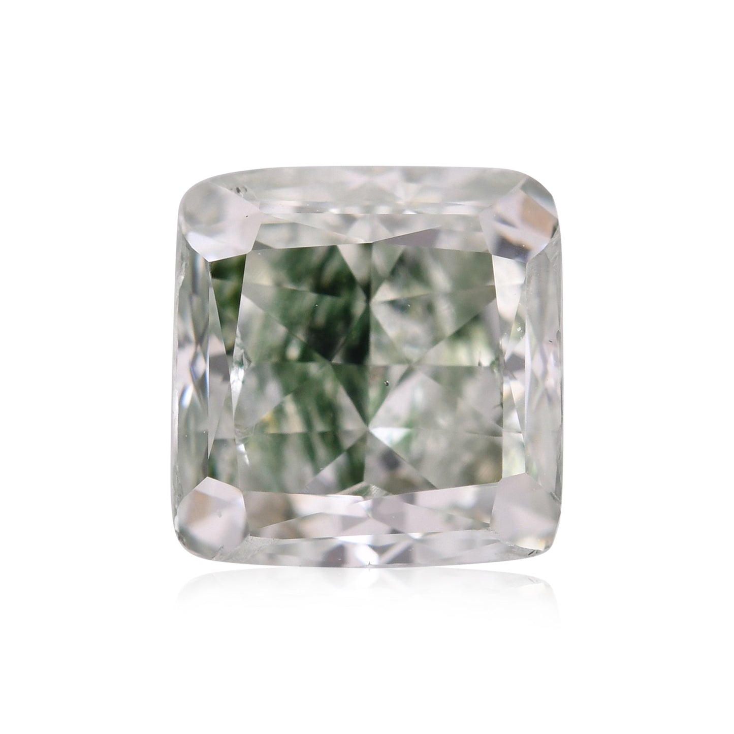 1,36 Karat Fancy Green Cushion Diamond (SI1) GIA