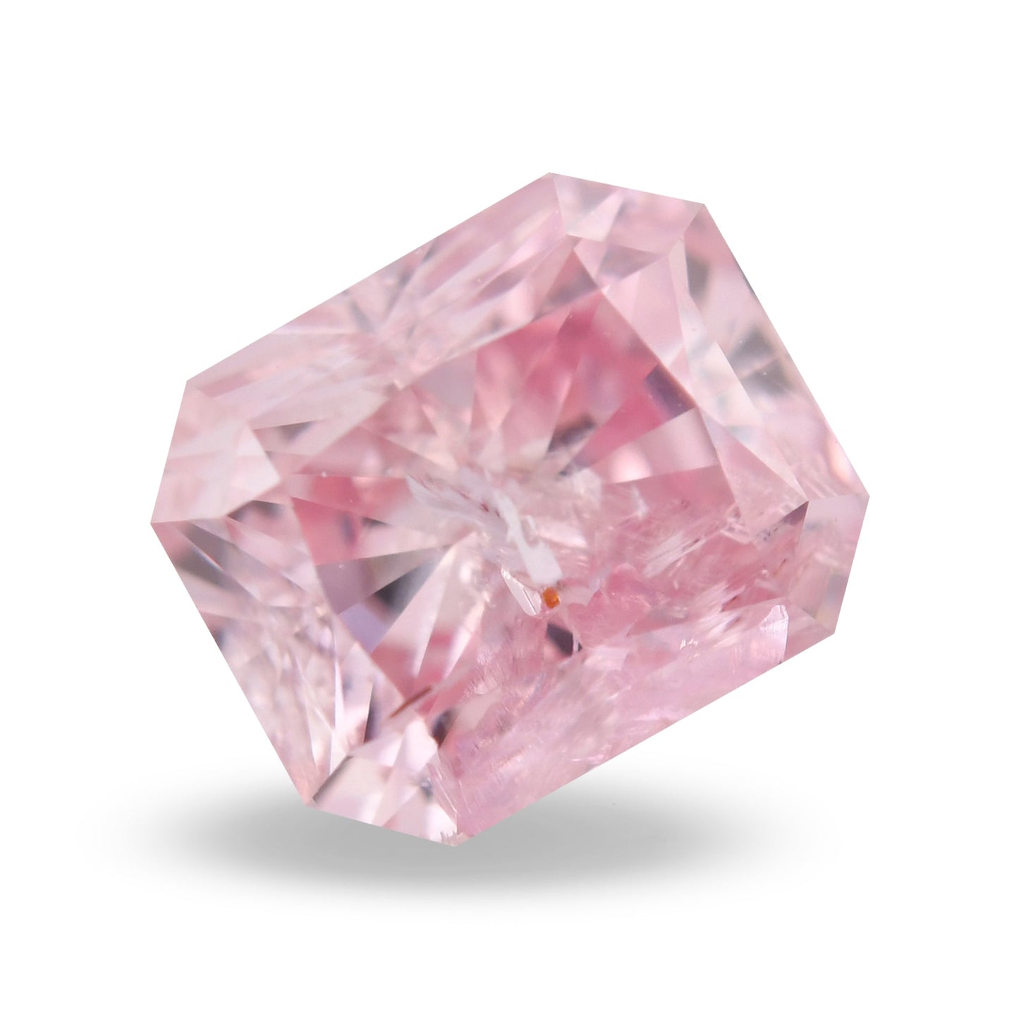 0.63 Carat Fancy Intense Pink Radiant Diamond (I1) GIA