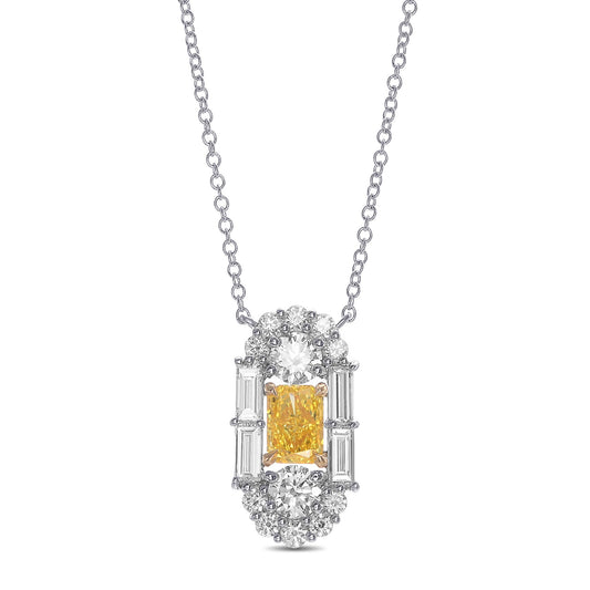 Außergewöhnlicher Art-Deco-Anhänger mit leuchtend gelbem Diamanten