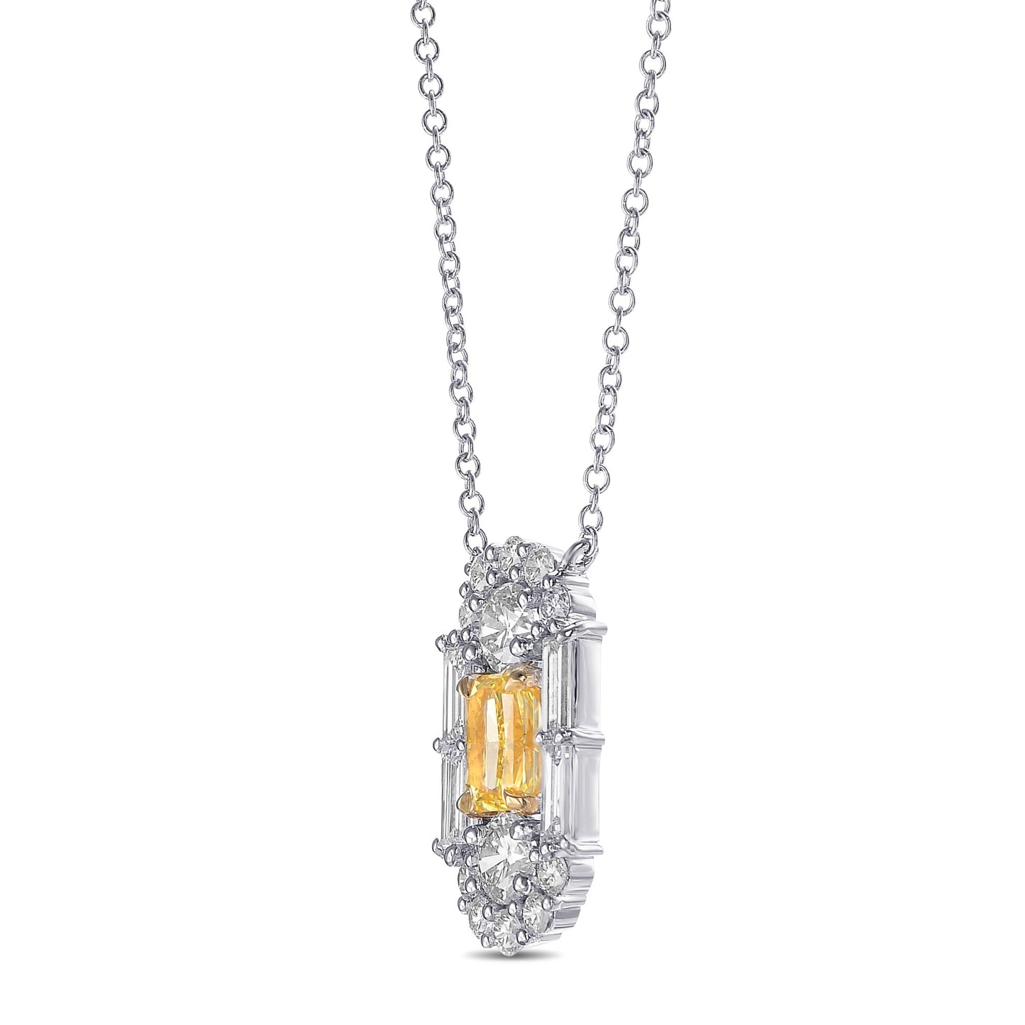 Extraordinary Fancy Vivid Yellow Diamond Art Deco Pendant