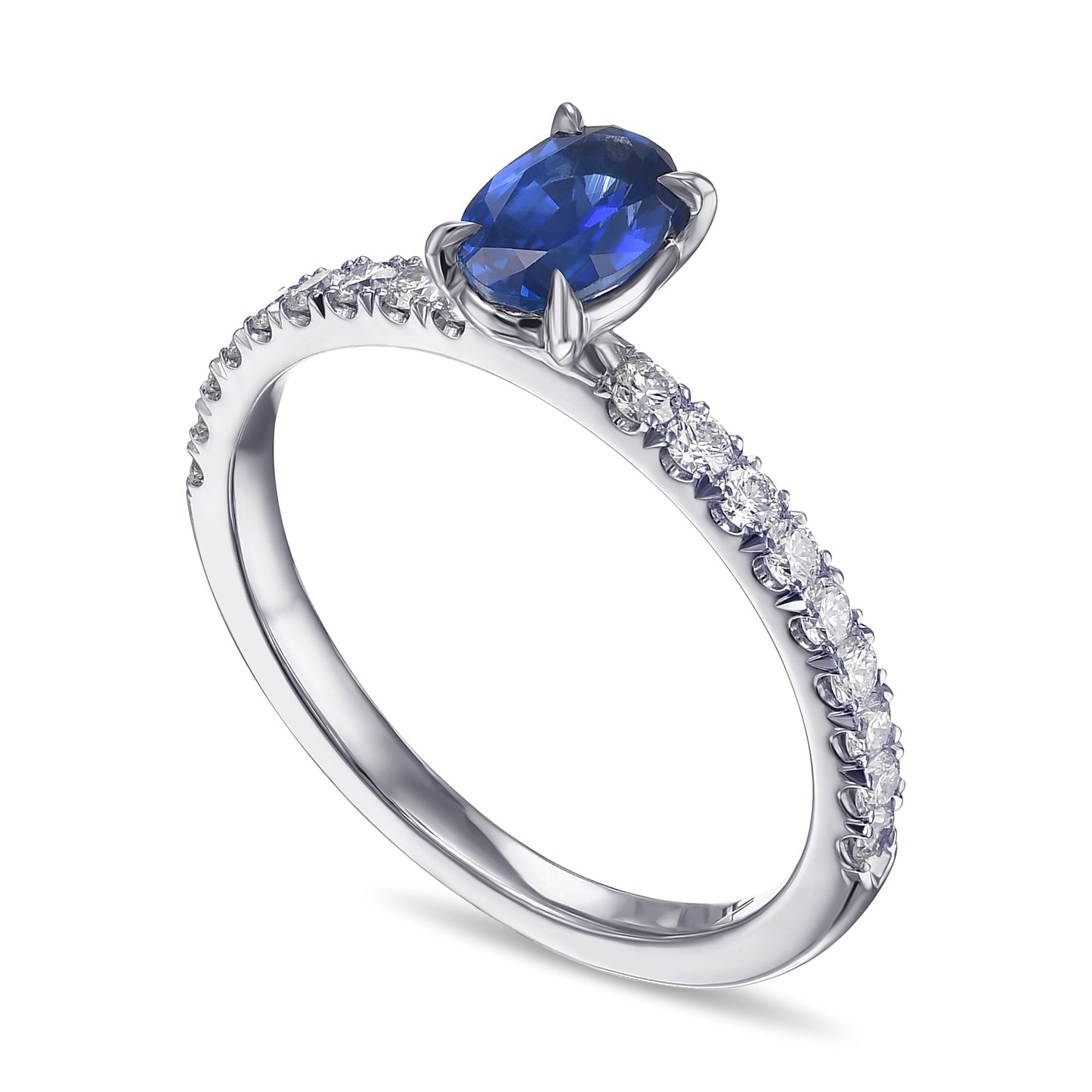 Ovaler Saphir-Seitenstein-Diamantring