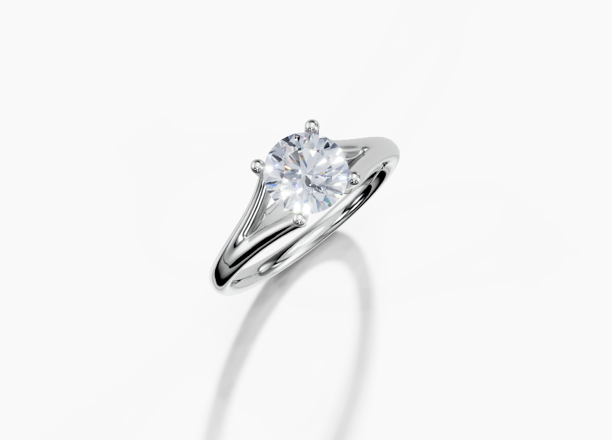 18K Round 1 Carat D/E/F VS/VVS Split Plain 4Pr Diamond Ring