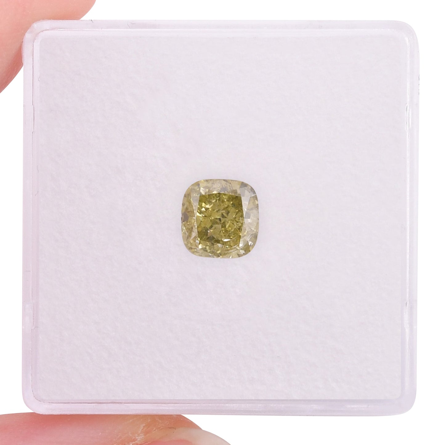 1,01 Karat Fancy Deep Green Yellow Cushion Diamond I1 GIA