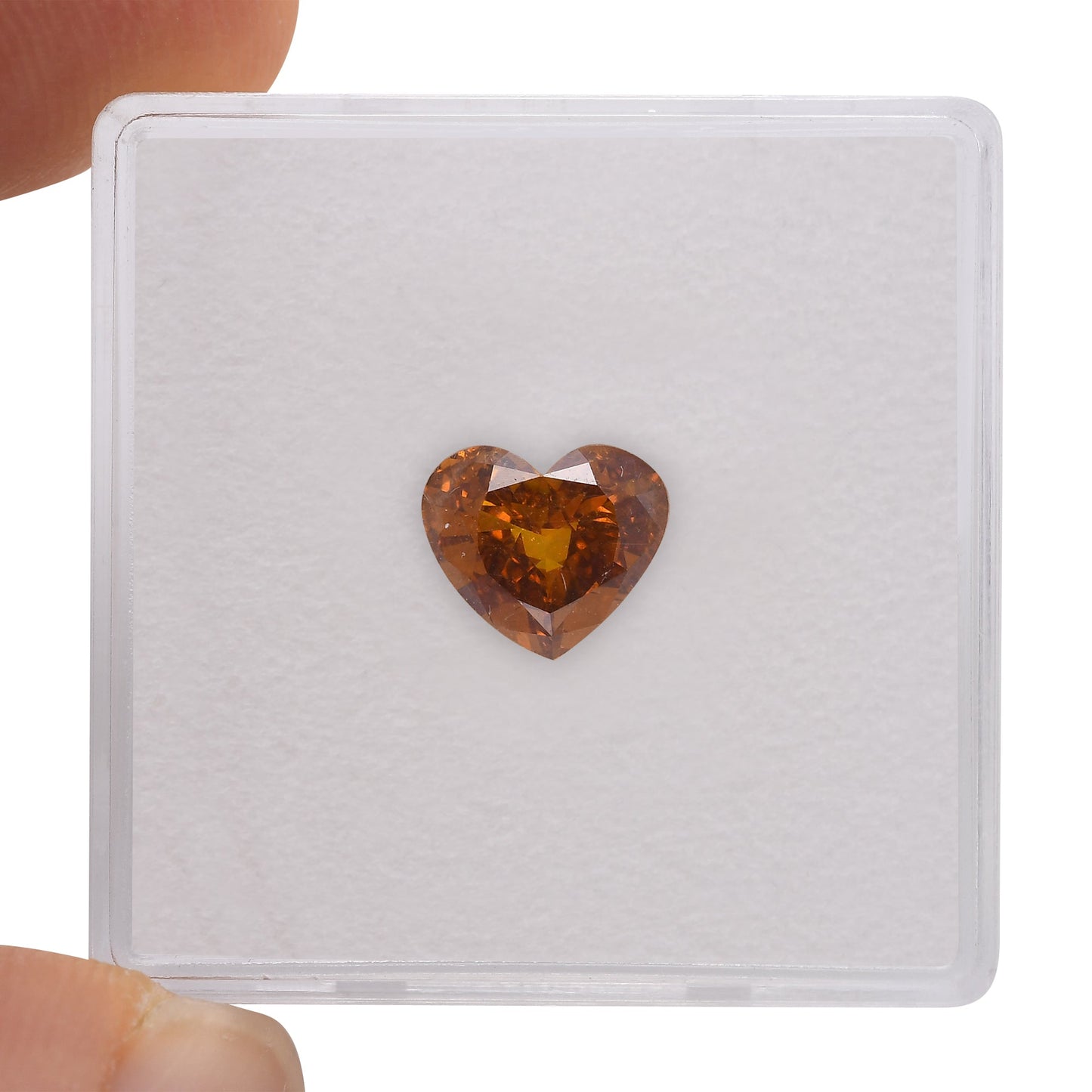 1.03 Carat Fancy Deep Yellowish Orange HEART Diamond SI2 GIA