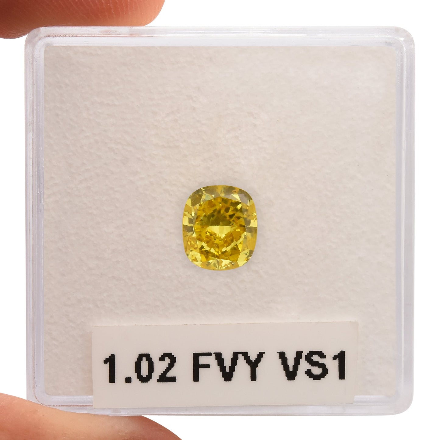 1.02 Carat Fancy Vivid Yellow Cushion Diamond VS1 GIA