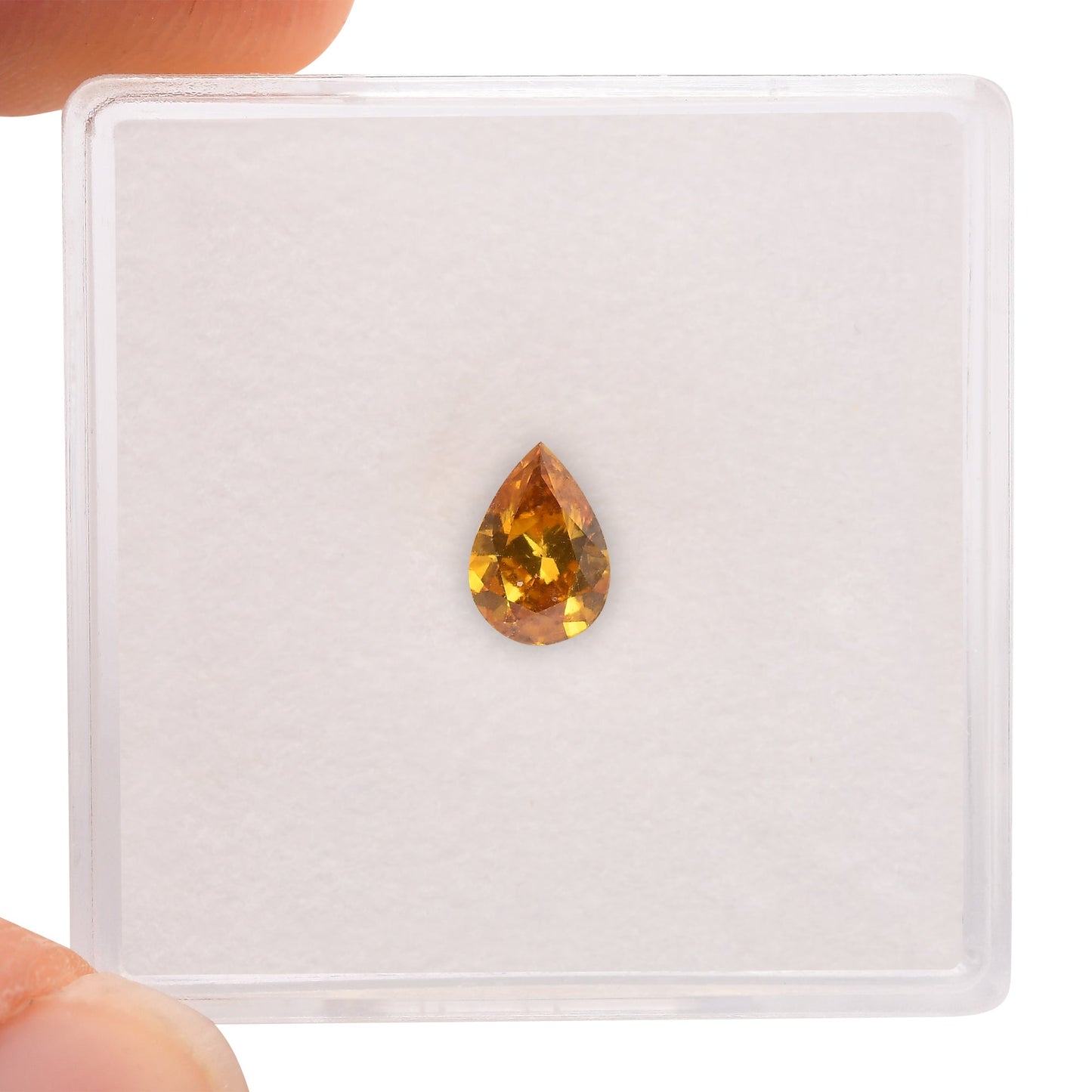 0.50 Carat Fancy Deep Orange Yellow Pear Diamond SI1 GIA