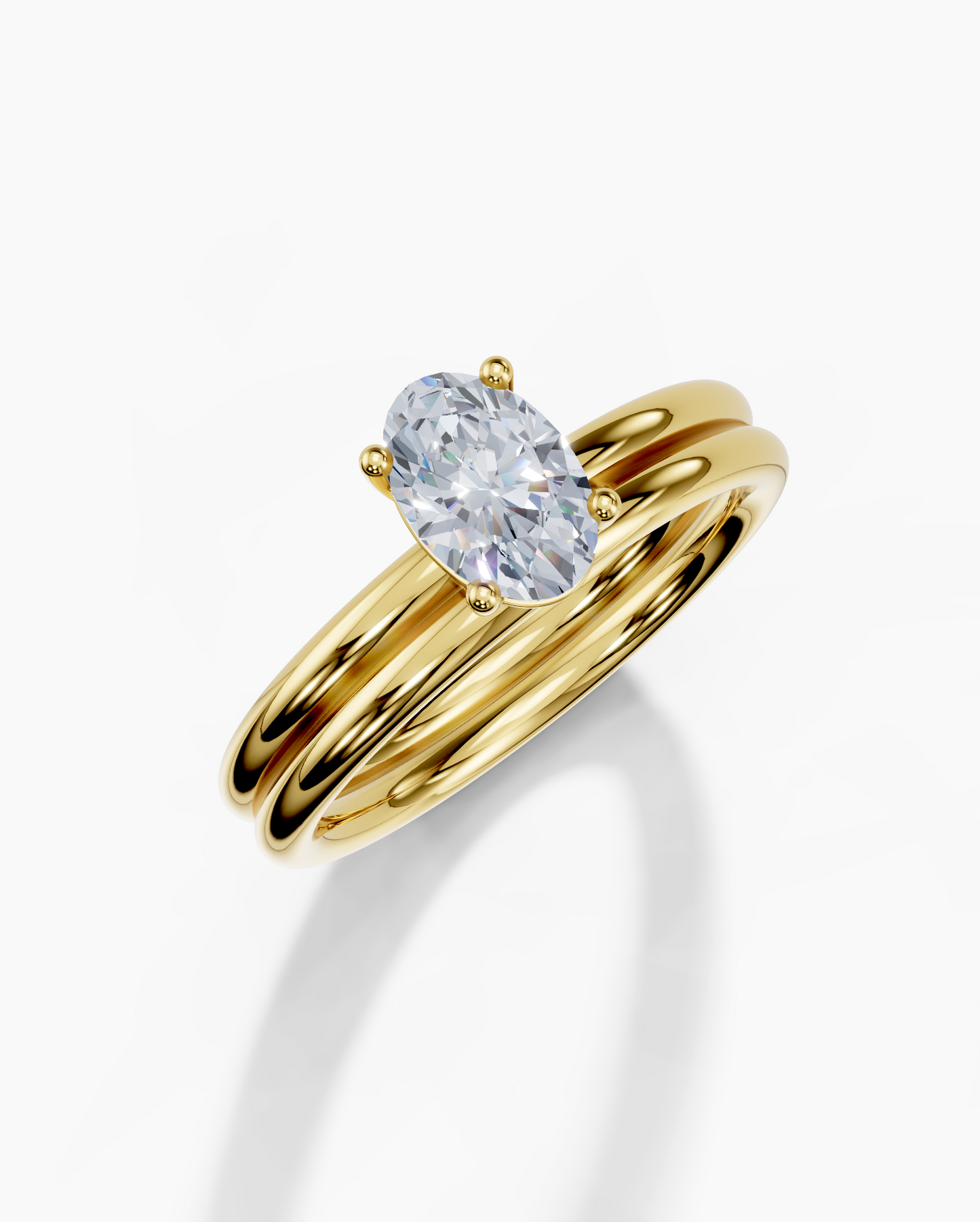 18K Oval 0.7 Carat D/E/F VS/VVS Plain Plain 4Pr Diamond Ring