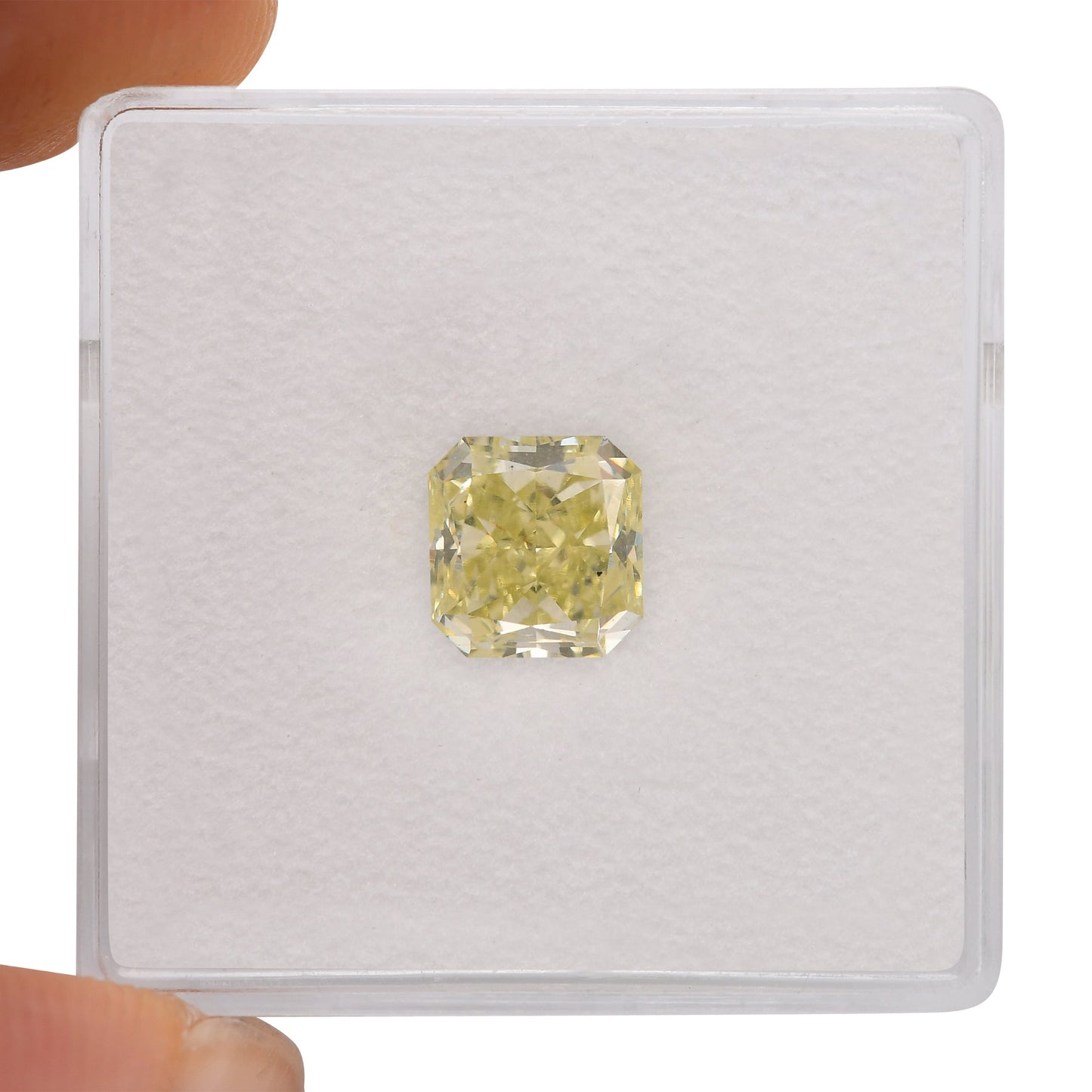 1.50 Carat Fancy Green Yellow Radiant Diamond SI1 GIA