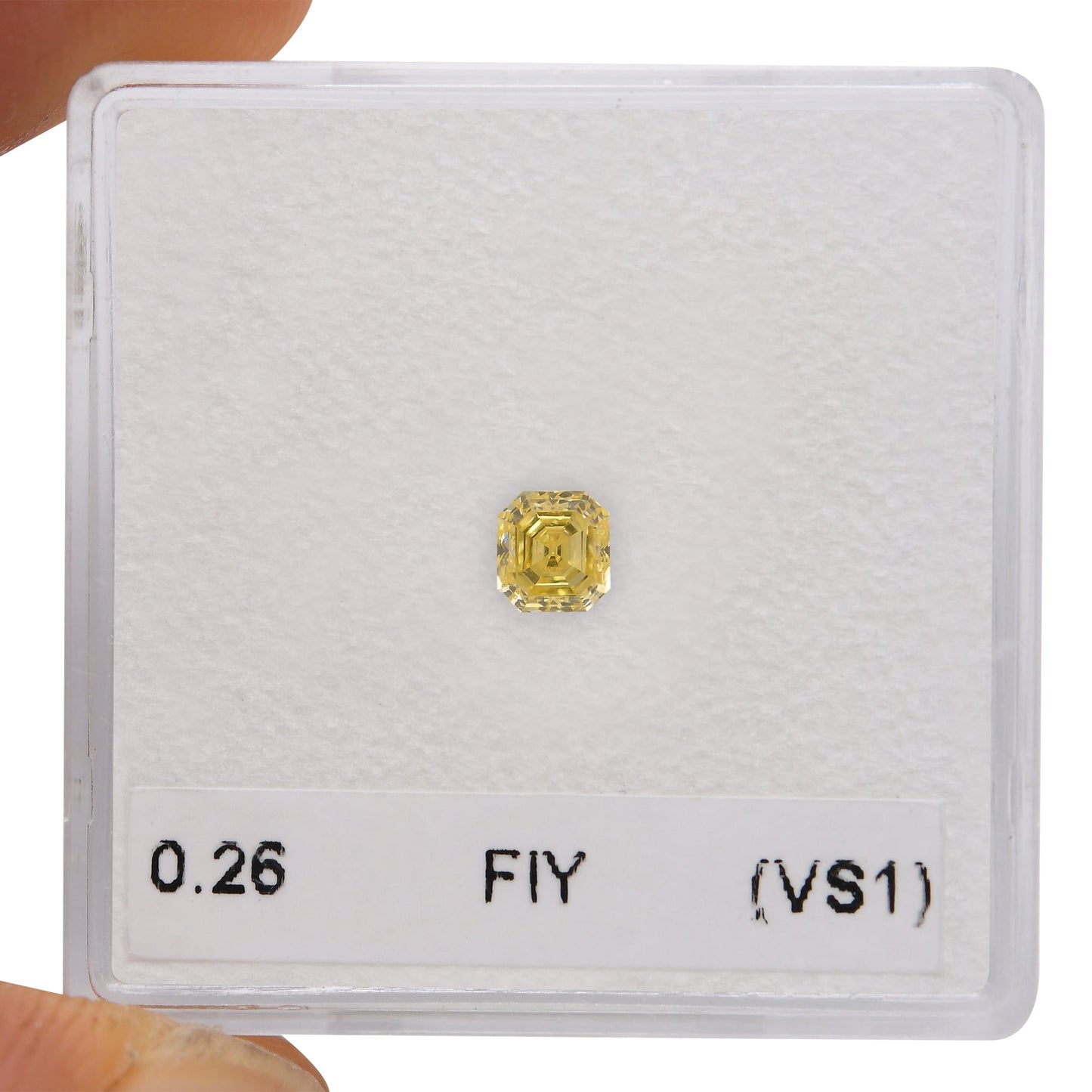 0,26 Karat Fancy Intense Yellow Asscher Diamant (VS1)