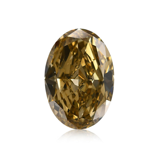 6,08 Karat Fancy Deep Brownish Greenish Yellow Oval Diamond VS2 GIA