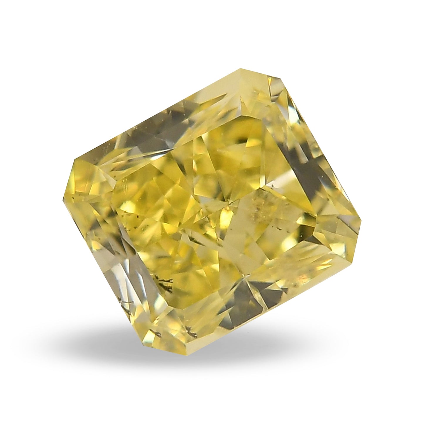 0.91 Carat Fancy Intense Yellow Radiant Diamond SI2 GIA