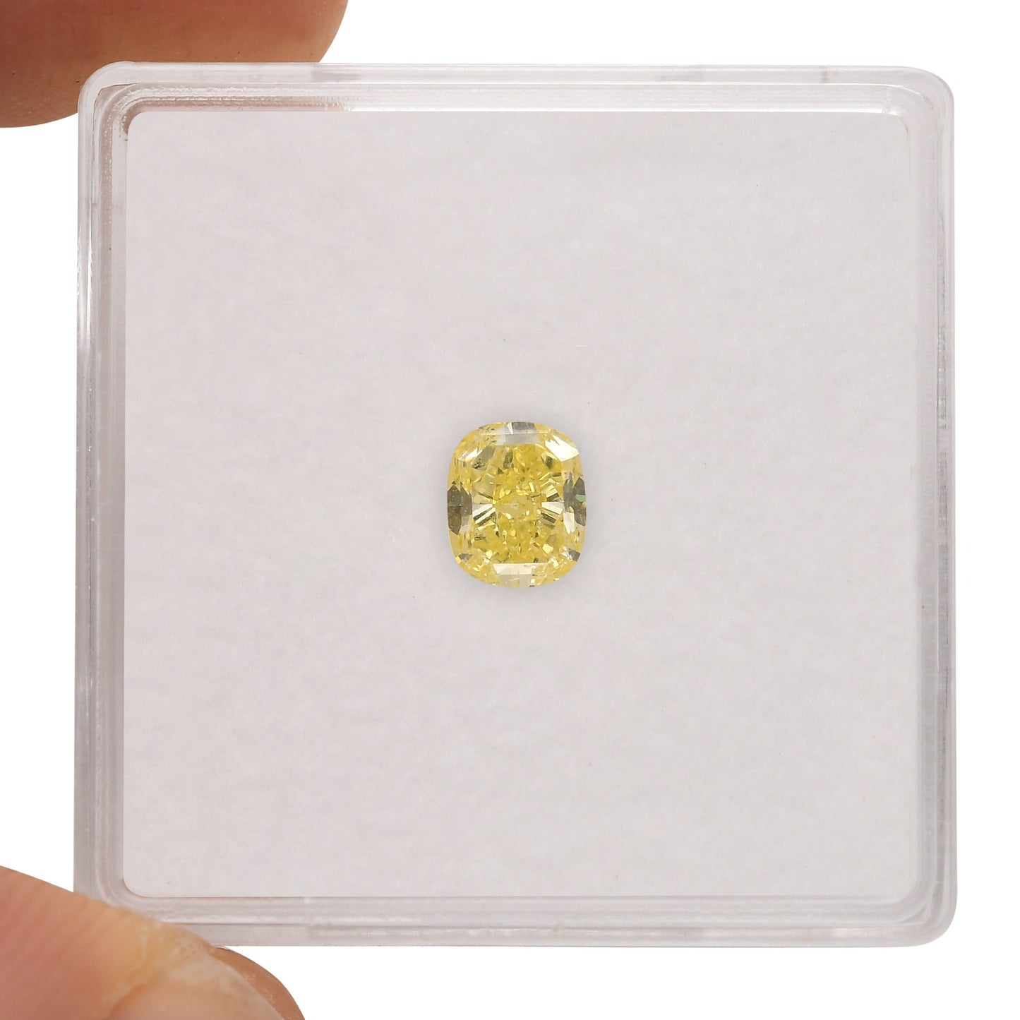 0.61 Carat Fancy Intense Yellow Cushion Diamond SI2 GIA