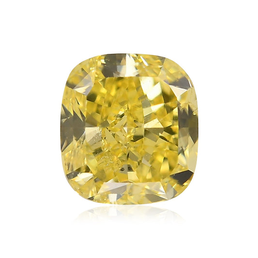 0,51 Karat Fancy Intense Yellow Cushion Diamond SI2 GIA