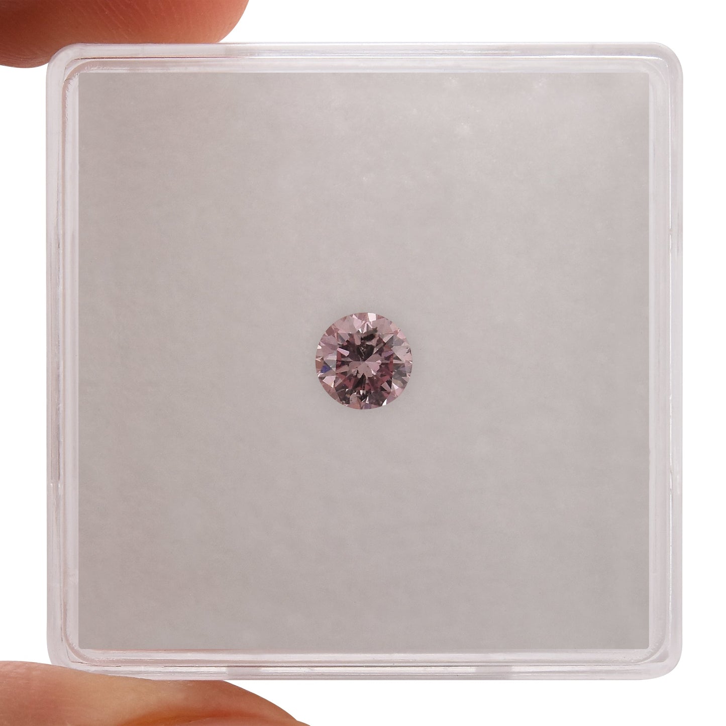 0.28 Carat Fancy Purplish Pink Round Brilliant Diamond I1 GIA
