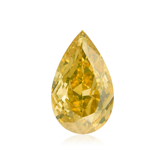 0.57 Carat Fancy Deep Yellow Pear Diamond SI1 GIA