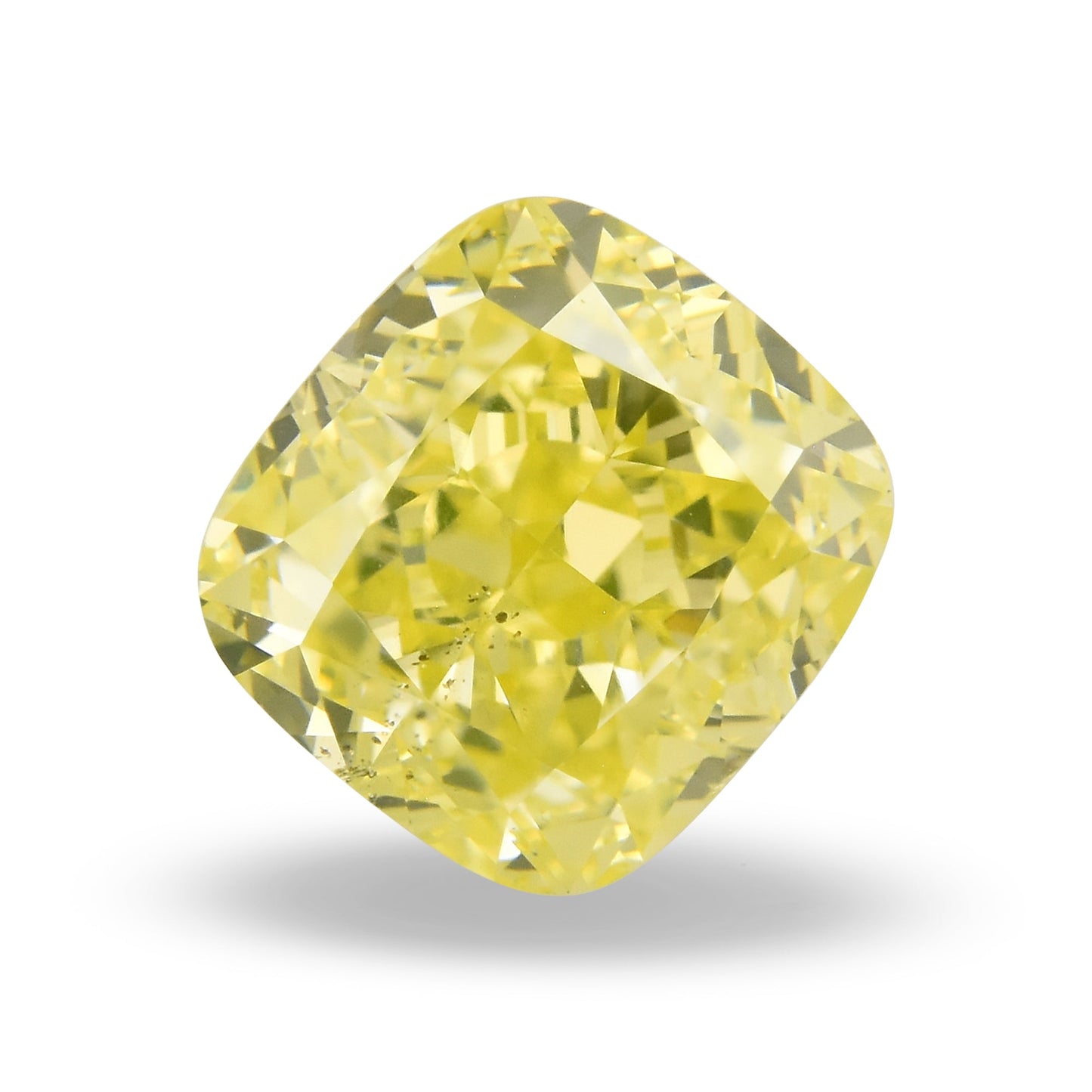 2.03 Carat Fancy Intense Greenish Yellow Cushion Diamond SI1 GIA