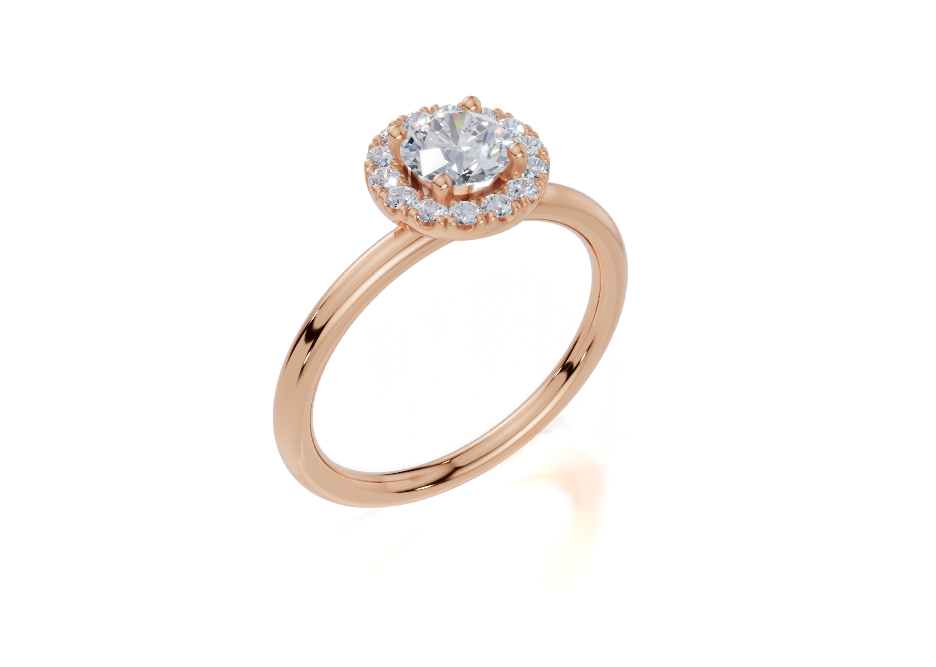 18ct Round 0.30Carat G/H-CC SI Plain Plain Single Halo  Diamond Ring