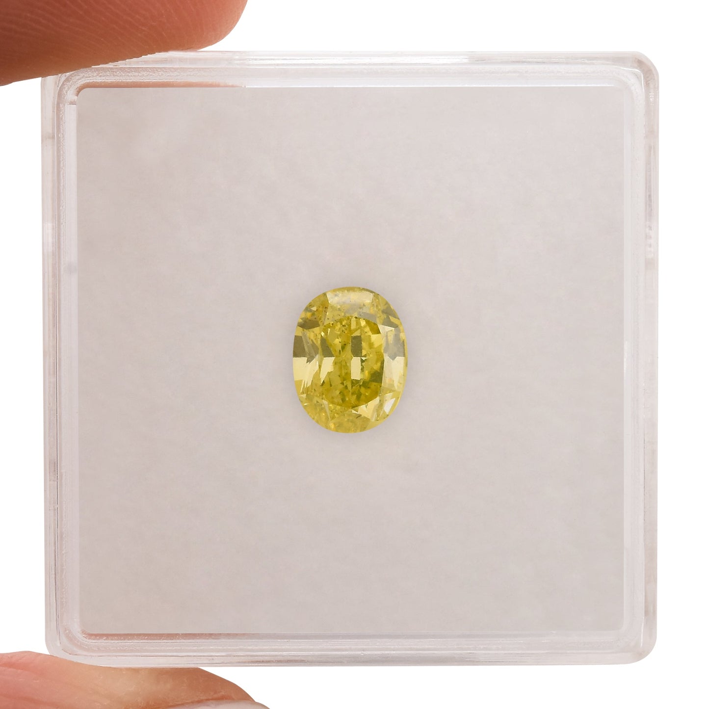 1,01 Karat Fancy Intense Greenish Yellow Oval Diamond SI2 GIA