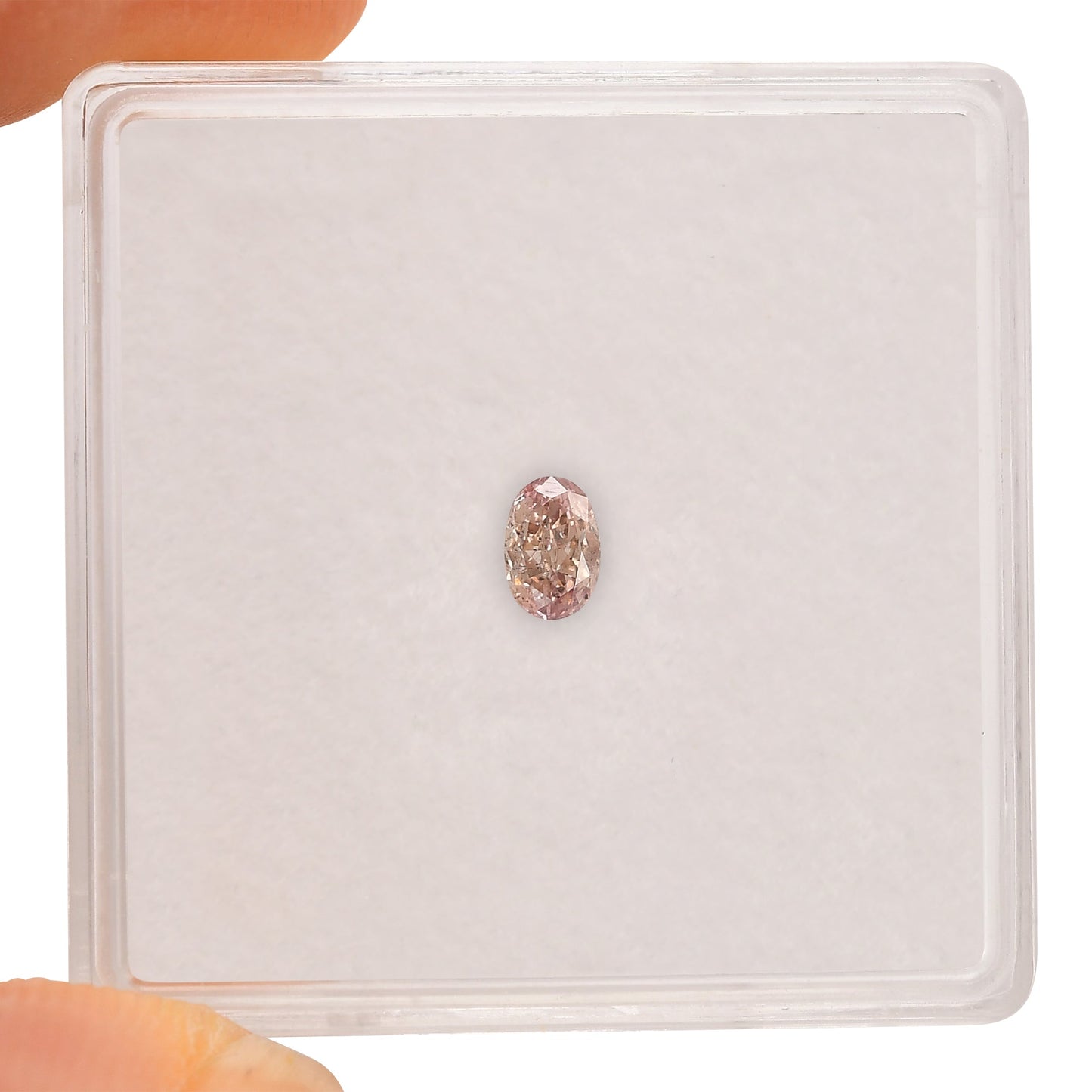 0.14 Carat Fancy Orangy Pink Oval Diamond (I1) GIA